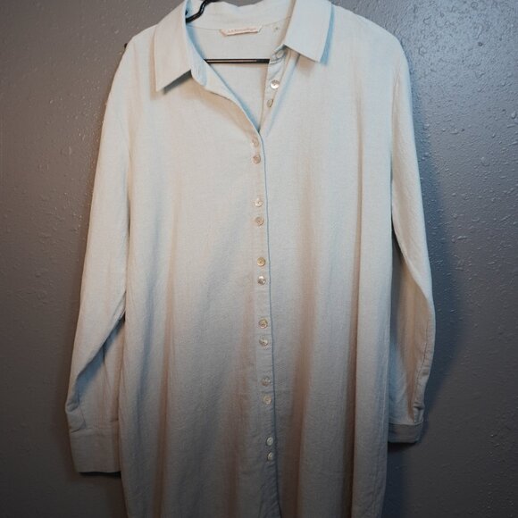 Soft Surroundings Tops - Soft Surroundings Womens Blue Ombre Dip Dye Button Up Linen Tunic Shirt Medium